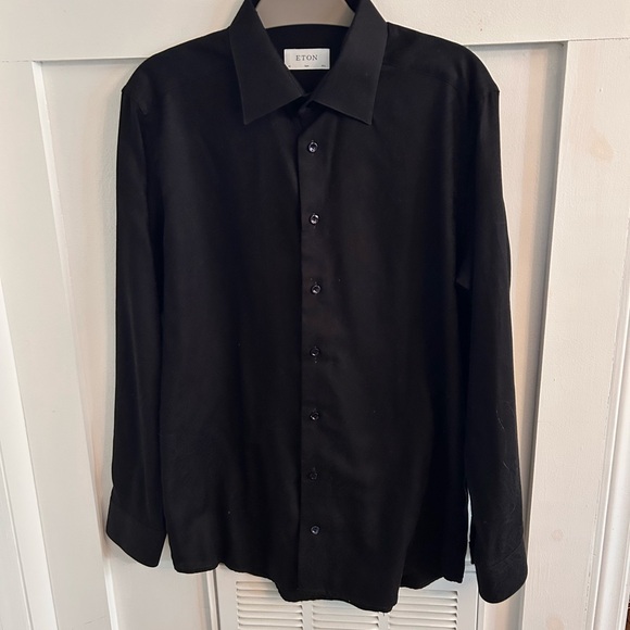 Eton Black Paisley Jacquard Tuxedo Shirt slim - Picture 6 of 10